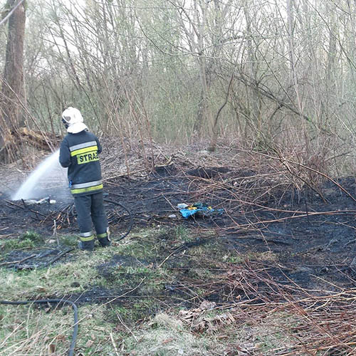 Ulica Chopina pożar gałęzi i trawy. Kwiecień 2017