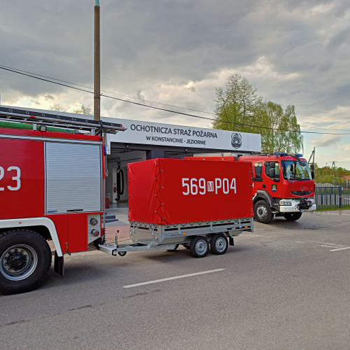 Przyczepa sprzętowa. OSP Jeziorna. Ochotnicza Straż Pożarna w Konstancinie-Jeziornie. 569mP04