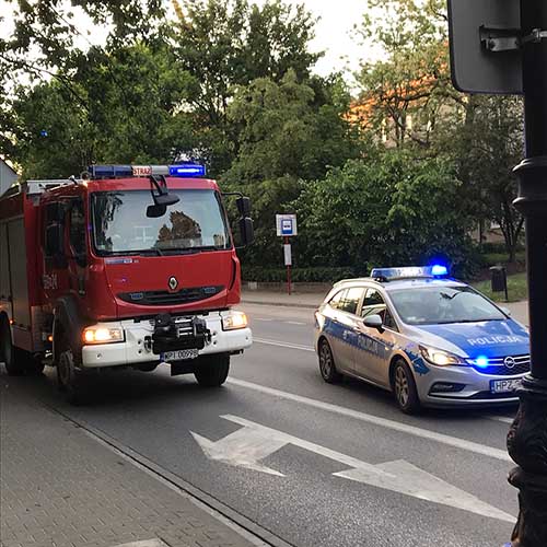 Wypadek ulica Wilanowska. Maj 2019. Straż Pożarna Konstancin-Jeziorna.