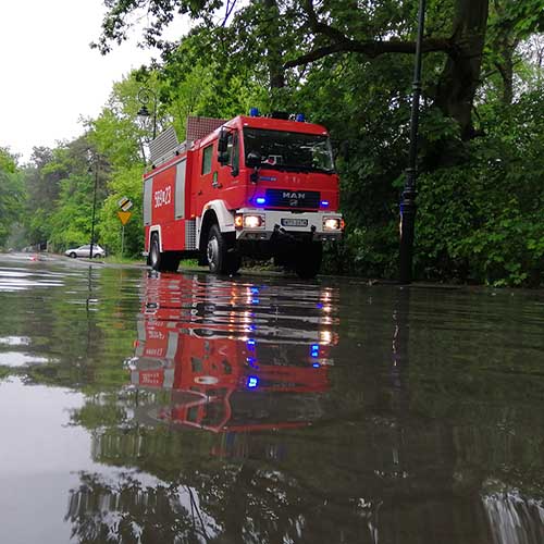 Zalane ulice Maj 2019. Straż Pożarna Konstancin-Jeziorna.